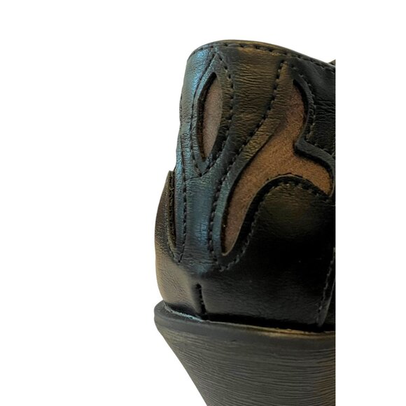 ROPER Sarah Leather Tooled-Inlay Embroidered Black/ Brown Ankle Boots Women-6.5 - Picture 7 of 16